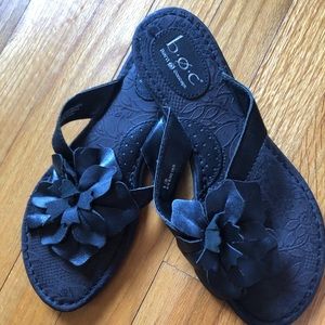 Born Concept b.o.c Floral Black Leather Sandal